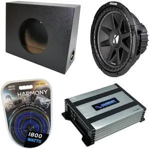 Kicker Comp C12 12 Inch Regular Cab Truck Sub Box with HA-A400.1 Amp | Loaded subwoofer and amplifier bundle, durable rhino coated enclosure, complete bass combo package for pickups, easy hookup Kicker Comp C12 12 Inch Regular Cab Truck Sub Box with HA-A400.1 Amp | Loaded subwoofer and amplifier bundle, durable rhino coated enclosure, complete bass combo package for pickups, easy hookup