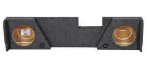 REC31 Dual 10" Sub Enclosure for 2014-2019 GMC/Chevy Double Cab | Downfire, Underseat Sub Box, Charcoal Carpet, 5/8" MDF, 0.55 Cu Ft Air Space, 4.5" Mounting Depth, Not for Crew Cab REC31 Dual 10" Sub Enclosure for 2014-2019 GMC/Chevy Double Cab | Downfire, Underseat Sub Box, Charcoal Carpet, 5/8" MDF, 0.55 Cu Ft Air Space, 4.5" Mounting Depth, Not for Crew Cab