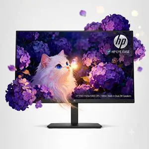 HP 27-inch FHD Monitor with 100Hz Refresh Rate & Built-in Speakers | IPS Display for Home Office and Gaming |1300:1 Contrast Ratio | Low Blue Light | Adjustable Tilt | 3-Sided Borderless HP 27-inch FHD Monitor with 100Hz Refresh Rate & Built-in Speakers | IPS Display for Home Office and Gaming |1300:1 Contrast Ratio | Low Blue Light | Adjustable Tilt | 3-Sided Borderless