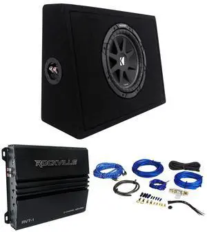 Bundle: Kicker 43TC104 Comp 10" Subwoofer in Sub Box Bundle with Rockville RVT-1 1000w RMS 2 Ch. Amplifier & Rockville RWK81 Complete Amp Installation Wire Kit (3 Items) Bundle: Kicker 43TC104 Comp 10" Subwoofer in Sub Box Bundle with Rockville RVT-1 1000w RMS 2 Ch. Amplifier & Rockville RWK81 Complete Amp Installation Wire Kit (3 Items)