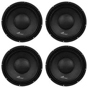 APSP-1050 10" 700 Watt MAX, 350 Watts RMS, and 8 Ohm Dynamic Mid Range Car Audio Loudspeaker with 2.5 Inch Kapton Voice Coil, Black (4 Pack) APSP-1050 10" 700 Watt MAX, 350 Watts RMS, and 8 Ohm Dynamic Mid Range Car Audio Loudspeaker with 2.5 Inch Kapton Voice Coil, Black (4 Pack)