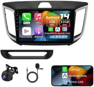 Android 14 Double Din Car Radio for Hyundai Creta ix25 2015-2019 | 2G+32G 10" Touch Screen Car Stereo with Wireless Carplay Android Auto GPS WiFi Mic Backup Camera Android 14 Double Din Car Radio for Hyundai Creta ix25 2015-2019 | 2G+32G 10" Touch Screen Car Stereo with Wireless Carplay Android Auto GPS WiFi Mic Backup Camera