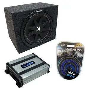 Kicker Comp C12 12" Rearfire Sealed Sub Box Harmony HA-A400.1 Amp Package | Tight accurate subwoofer response, 12 inch combo fits trunks, mono amplifier power, easy single install Kicker Comp C12 12" Rearfire Sealed Sub Box Harmony HA-A400.1 Amp Package | Tight accurate subwoofer response, 12 inch combo fits trunks, mono amplifier power, easy single install