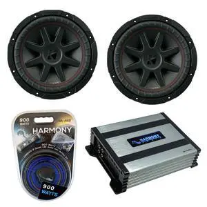 Kicker (2) 43CVR102 10" CompVR CVR10 Series Sub 800W Peak Car Subwoofer Bundle with Harmony HA-A400.1 Amplifier & Amp Kit Kicker (2) 43CVR102 10" CompVR CVR10 Series Sub 800W Peak Car Subwoofer Bundle with Harmony HA-A400.1 Amplifier & Amp Kit