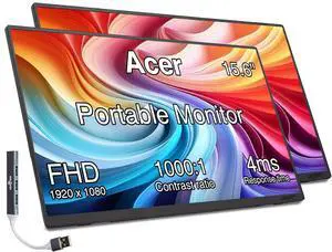 15.6" Portable USB-C IPS Monitor with Tiltable Stand 2 Pack | 4ms Response Time, Anti-Glare, 250 nits, Built-in Speakers, Mini HDMI & Dockztorm USB Port Expander, Black Color 15.6" Portable USB-C IPS Monitor with Tiltable Stand 2 Pack | 4ms Response Time, Anti-Glare, 250 nits, Built-in Speakers, Mini HDMI & Dockztorm USB Port Expander, Black Color