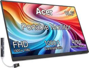 15.6" Portable USB-C IPS Monitor with Tiltable Stand | 4ms Response Time, Anti-Glare, 250 nits Brightness, Built-in Speakers, Mini HDMI & Dockztorm USB Port Expander, Black Color 15.6" Portable USB-C IPS Monitor with Tiltable Stand | 4ms Response Time, Anti-Glare, 250 nits Brightness, Built-in Speakers, Mini HDMI & Dockztorm USB Port Expander, Black Color