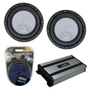 Dual 10" Subwoofer Bundle HA-A102 HA-A800.1 Amp and Amp Kit | 2 800 watt 10 inch Alloy Series subs, matched Class D mono combo power, complete wiring pair included, easy install Dual 10" Subwoofer Bundle HA-A102 HA-A800.1 Amp and Amp Kit | 2 800 watt 10 inch Alloy Series subs, matched Class D mono combo power, complete wiring pair included, easy install