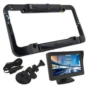 Solar Panel License Plate Frame Rear View Reverse Backup Camera Kit, Car Rover 110° Viewing Angle Universal Reversing Cameras with 4.3" Monitor Included Solar Panel License Plate Frame Rear View Reverse Backup Camera Kit, Car Rover 110° Viewing Angle Universal Reversing Cameras with 4.3" Monitor Included