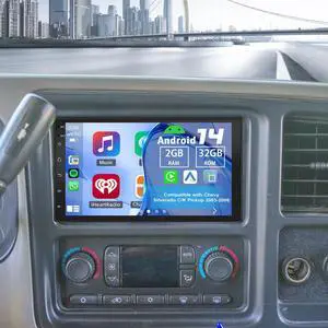 Double Din Car Stereo Radio for Chevy Silverado C/K Pickup 2003-06 | Android 14 7" Car Radio w/Wireless Carplay Android Auto GPS WiFi Bluetooth RDS DSP SWC Mic Backup Camera Double Din Car Stereo Radio for Chevy Silverado C/K Pickup 2003-06 | Android 14 7" Car Radio w/Wireless Carplay Android Auto GPS WiFi Bluetooth RDS DSP SWC Mic Backup Camera