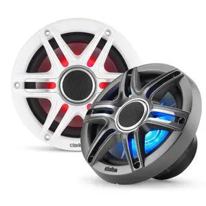 CMSP-651RGB-SWG Premium 6.5-inch Coaxial Marine Speakers with Built-in RGB Illumination, 50W RMS, with White & Gray Metallic Grilles CMSP-651RGB-SWG Premium 6.5-inch Coaxial Marine Speakers with Built-in RGB Illumination, 50W RMS, with White & Gray Metallic Grilles