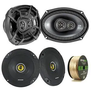 2 Pair Car Speaker Package of 2X Kicker CSC654 300-Watt 6.5" Inch 2-Way Black Coaxial Speakers + 2X CSC6934 450W 6x9 CS Series 3-Way Speakers - Bundle Combo with Enrock 50 Foot 14 Gauge Speaker Wire 2 Pair Car Speaker Package of 2X Kicker CSC654 300-Watt 6.5" Inch 2-Way Black Coaxial Speakers + 2X CSC6934 450W 6x9 CS Series 3-Way Speakers - Bundle Combo with Enrock 50 Foot 14 Gauge Speaker Wire