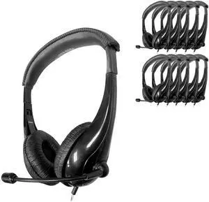 Motiv8 MidSized Multimedia Headset InLine Volume Control, Steel Gooseneck Microphone, 3.5mm SlimBarrel Plug, Leatherette Cushions, DuraCord Black Classroom Headset (10 Pack) Motiv8 MidSized Multimedia Headset InLine Volume Control, Steel Gooseneck Microphone, 3.5mm SlimBarrel Plug, Leatherette Cushions, DuraCord Black Classroom Headset (10 Pack)
