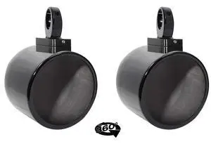 MAC90B 8" Black Wakeboard Speaker Pod Pair with MAC360B Clamps | 6061 Aluminum, 360 Degree Swivel, Waterproof, Internally Wired, Fits 2" to 2.5" Tower Poles, Surface Mount, Marine, 4-Items MAC90B 8" Black Wakeboard Speaker Pod Pair with MAC360B Clamps | 6061 Aluminum, 360 Degree Swivel, Waterproof, Internally Wired, Fits 2" to 2.5" Tower Poles, Surface Mount, Marine, 4-Items