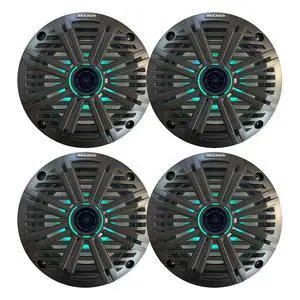 6.5" 195 Watt Peak Power Marine OEM Replacement RGB Multicolor LED Boat Audio Speakers (Qty 4) with Charcoal Salt Water Grilles 6.5" 195 Watt Peak Power Marine OEM Replacement RGB Multicolor LED Boat Audio Speakers (Qty 4) with Charcoal Salt Water Grilles