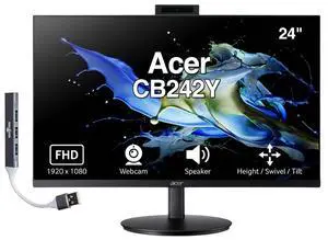 24" 1080P IPS Conferencing Monitor, Adjustable Height/Swivel/Tilt | FHD Webcam, AMD Free Sync, Built-in Speakers, 75Hz Refresh Rate, Anti-Glare, VESA Mount (100mm), HDMI/VGA & DKZ USB Expander 24" 1080P IPS Conferencing Monitor, Adjustable Height/Swivel/Tilt | FHD Webcam, AMD Free Sync, Built-in Speakers, 75Hz Refresh Rate, Anti-Glare, VESA Mount (100mm), HDMI/VGA & DKZ USB Expander