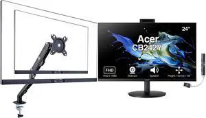 24" 1080P IPS Conferencing Monitor, Adjustable Height/Swivel/Tilt | FHD Webcam, AMD Free Sync, Built-in Speakers, Anti-Glare, HDMI/VGA & DKZ USB Expander w/DKZ Hub & ErgoFlexy Single Mount Arm 24" 1080P IPS Conferencing Monitor, Adjustable Height/Swivel/Tilt | FHD Webcam, AMD Free Sync, Built-in Speakers, Anti-Glare, HDMI/VGA & DKZ USB Expander w/DKZ Hub & ErgoFlexy Single Mount Arm