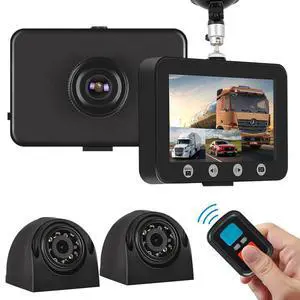T4.5 3 Channel Dash Cam with 4.5" Monitor, Waterproof Backup Camera - 1080P Front & IR Night Vision Rear/Side Cameras for Semi Truck RV Trailer Van Bus - Parking Mode, Free App, Loop Recording T4.5 3 Channel Dash Cam with 4.5" Monitor, Waterproof Backup Camera - 1080P Front & IR Night Vision Rear/Side Cameras for Semi Truck RV Trailer Van Bus - Parking Mode, Free App, Loop Recording