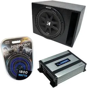 Universal Car Stereo Rhino Coated Ported 12" Kicker Bundle Comp C12 Sub Box Enclosure & Harmony HA-A400.1 Amp Universal Car Stereo Rhino Coated Ported 12" Kicker Bundle Comp C12 Sub Box Enclosure & Harmony HA-A400.1 Amp