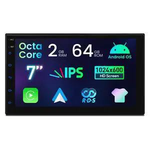 Universal Double Din Car Stereo, 7IPS Touchscreen Head Unit with GPS Navigation, Built-in DSP, Bluetooth, Wireless CarPlay & Android Auto, 2GB RAM + 64GB Storage Universal Double Din Car Stereo, 7IPS Touchscreen Head Unit with GPS Navigation, Built-in DSP, Bluetooth, Wireless CarPlay & Android Auto, 2GB RAM + 64GB Storage