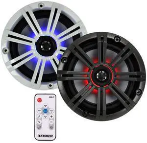 1 Pair of KM65 6.5" 195W Multicolor LED Marine Coaxial Speakers Bundle Combo with LED Remote Controller 1 Pair of KM65 6.5" 195W Multicolor LED Marine Coaxial Speakers Bundle Combo with LED Remote Controller