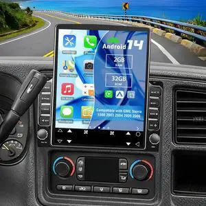 Android 14 Double Din Car Stereo Radio for GMC Sierra 1500 2003-06 | 9.7" Touchscreen Car Radio w/Wireless Carplay Android Auto GPS WiFi Bluetooth RDS DSP SWC Backup Camera Android 14 Double Din Car Stereo Radio for GMC Sierra 1500 2003-06 | 9.7" Touchscreen Car Radio w/Wireless Carplay Android Auto GPS WiFi Bluetooth RDS DSP SWC Backup Camera