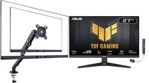 TUF Gaming 27" FHD IPS Monitor with 1ms Response Time, 180Hz Refresh Rate, Anti Glare, Flicker Free, VESA Mount (100mm), Displayport, HDMI, Black(VG279Q3A) w/DKZ Hub & ErgoFlexy Single Mount Arm TUF Gaming 27" FHD IPS Monitor with 1ms Response Time, 180Hz Refresh Rate, Anti Glare, Flicker Free, VESA Mount (100mm), Displayport, HDMI, Black(VG279Q3A) w/DKZ Hub & ErgoFlexy Single Mount Arm