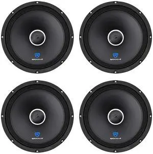 RXM104 4-Pack 10" 4-Ohm Car Mid-Bass/Midrange Speaker with Bullet | 600W Peak / 300W RMS, Kevlar Cone, 2" CCAW Voice Coil, 40 Oz Magnet, Wire Mesh Grille, 94dB, 60Hz-10kHz RXM104 4-Pack 10" 4-Ohm Car Mid-Bass/Midrange Speaker with Bullet | 600W Peak / 300W RMS, Kevlar Cone, 2" CCAW Voice Coil, 40 Oz Magnet, Wire Mesh Grille, 94dB, 60Hz-10kHz