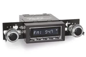 Retro Manufacturing Laguna Radio with Chrome Face, 53P-73P Knobs, and Vintage Overlay LAC-M1-216-53P-73P-SCP Retro Manufacturing Laguna Radio with Chrome Face, 53P-73P Knobs, and Vintage Overlay LAC-M1-216-53P-73P-SCP