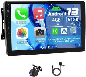 Double Din Car Radio for Dodge Challenger & Avenger 2008-2014 | Android 13 4G+64G 10" Touch Screen Car Stereo with Wireless Carplay Android Auto GPS WiFi Mic Backup Camera Double Din Car Radio for Dodge Challenger & Avenger 2008-2014 | Android 13 4G+64G 10" Touch Screen Car Stereo with Wireless Carplay Android Auto GPS WiFi Mic Backup Camera