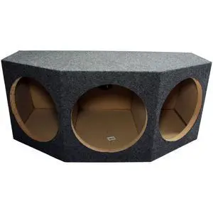 Triple 12" Inch Subwoofer Box Sealed Rear Angle 3 Sub Enclosure ASC 312H | Huge trunk-filling bass, 3 hole design for your choice of drivers, stereo wiring ready, works in hatchbacks and SUVs Triple 12" Inch Subwoofer Box Sealed Rear Angle 3 Sub Enclosure ASC 312H | Huge trunk-filling bass, 3 hole design for your choice of drivers, stereo wiring ready, works in hatchbacks and SUVs