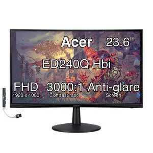 Nitro 24" Curved Gaming Monitor 100Hz FHD 1500R Curve ZeroFrame Design | FreeSync, 1ms Response Time, VESA Mount (100mm), VGA, HDMI & Dockztorm USB Port Expander, Black Nitro 24" Curved Gaming Monitor 100Hz FHD 1500R Curve ZeroFrame Design | FreeSync, 1ms Response Time, VESA Mount (100mm), VGA, HDMI & Dockztorm USB Port Expander, Black