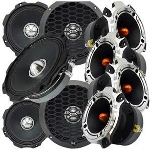 4X WZ6G Warzone Series 6.5-inch Pro 1000 Watts Peak Power Handling Midrange Loud Speaker + 4X WZ40TW 2400 Watts Heavy Duty Titanium Super Tweeter 4X WZ6G Warzone Series 6.5-inch Pro 1000 Watts Peak Power Handling Midrange Loud Speaker + 4X WZ40TW 2400 Watts Heavy Duty Titanium Super Tweeter