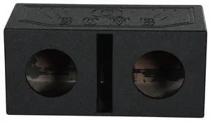 RQB8 Dual 8" Vented Subwoofer Box Enclosure with Bed Liner Finish | 3/4" MDF Construction, Spring Loaded Terminals, 1.0 Cu Ft per Sub, 40 Hz Tuning Frequency, Car Audio RQB8 Dual 8" Vented Subwoofer Box Enclosure with Bed Liner Finish | 3/4" MDF Construction, Spring Loaded Terminals, 1.0 Cu Ft per Sub, 40 Hz Tuning Frequency, Car Audio