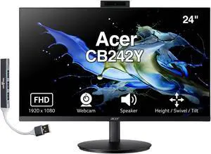 24" 1080P IPS Conferencing Monitor, Adjustable Height/Swivel/Tilt | FHD Webcam, AMD Free Sync, Built-in Speakers, 75Hz Refresh Rate, Anti-Glare, VESA Mount (100mm), HDMI/VGA & DKZ USB Expander 24" 1080P IPS Conferencing Monitor, Adjustable Height/Swivel/Tilt | FHD Webcam, AMD Free Sync, Built-in Speakers, 75Hz Refresh Rate, Anti-Glare, VESA Mount (100mm), HDMI/VGA & DKZ USB Expander