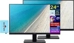 Acer 24" FHD IPS Monitor with 4 ms Response Time, Anti-Glare (2 Pack) | Adaptive Sync, VESA Mount (100x100mm), HDMI, VGA & Dockztorm USB Port Expander, Black Acer 24" FHD IPS Monitor with 4 ms Response Time, Anti-Glare (2 Pack) | Adaptive Sync, VESA Mount (100x100mm), HDMI, VGA & Dockztorm USB Port Expander, Black