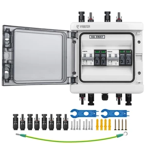 Solar Disconnect Switch with SPD Surge Protector 1000V DC 60A Solar PV Combiner Box Power Distribution Box for Solar Panels 2 in 2 Out (60A, HT8 2string) Solar Disconnect Switch with SPD Surge Protector 1000V DC 60A Solar PV Combiner Box Power Distribution Box for Solar Panels 2 in 2 Out (60A, HT8 2string)