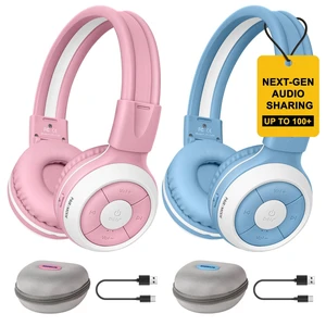 Manyshare Wireless Kids Headphones with Case & Mic for School,JH714 Share Audio with 100+ Headphones From One Device, Foldable Over-ear Bluetooth Headphones for School, Travel & Group Listening Manyshare Wireless Kids Headphones with Case & Mic for School,JH714 Share Audio with 100+ Headphones From One Device, Foldable Over-ear Bluetooth Headphones for School, Travel & Group Listening