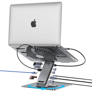Laptop Docking Station Stand with Fan Aluminum Laptop Riser with USB-C Hub 11-IN-1 4K60Hz HDMI 100W PD Charging USB3.0 Ethernet Audio TF/SD, 360° Swivel, for MacBook Pro/Air, iPad Pro & Type-C Laptops Laptop Docking Station Stand with Fan Aluminum Laptop Riser with USB-C Hub 11-IN-1 4K60Hz HDMI 100W PD Charging USB3.0 Ethernet Audio TF/SD, 360° Swivel, for MacBook Pro/Air, iPad Pro & Type-C Laptops