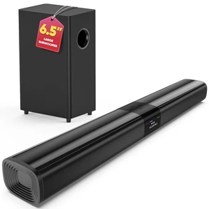 Detachable Sound Bar with 6.5" Subwoofer, 10-Level Adjustable Bass 24.1" Soundbar, 2.1Ch 100W Surround Sound System for TV, TV Soundbar with Optical, TV-ARC, Auxiliary and Bluetooth 5.3 Inputs Detachable Sound Bar with 6.5" Subwoofer, 10-Level Adjustable Bass 24.1" Soundbar, 2.1Ch 100W Surround Sound System for TV, TV Soundbar with Optical, TV-ARC, Auxiliary and Bluetooth 5.3 Inputs