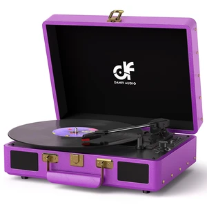 Vintage Bluetooth Suitcase Record Player with Built-in Speakers, 3 Speed Portable Turntable with USB Vinyl Audio Recorder RCA AUX-in & Headphone Jack, Deep Purple Vintage Bluetooth Suitcase Record Player with Built-in Speakers, 3 Speed Portable Turntable with USB Vinyl Audio Recorder RCA AUX-in & Headphone Jack, Deep Purple