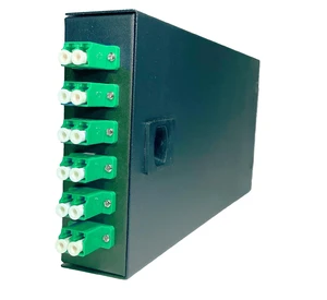 Fiber Optic Wall Mount Box with LC Couplers for Single Mode & Multimode Fiber Optic Cable. Fiber Box Enclosure for MPOEs, Network Rooms, and IDF Rooms. (LC 12 Strand APC) Fiber Optic Wall Mount Box with LC Couplers for Single Mode & Multimode Fiber Optic Cable. Fiber Box Enclosure for MPOEs, Network Rooms, and IDF Rooms. (LC 12 Strand APC)