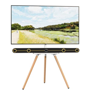 Easel TV-Stand for 43-65 TVs - Portable, Swivel, Tripod, White Height Adjustable, Wooden Tray, Max VESA 400x400mm, for living room, corner TV mounting, Tripod TV stand Easel TV-Stand for 43-65 TVs - Portable, Swivel, Tripod, White Height Adjustable, Wooden Tray, Max VESA 400x400mm, for living room, corner TV mounting, Tripod TV stand