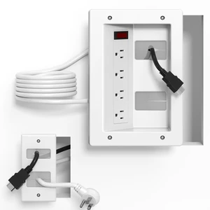 In Wall Cable Management Kit with Recessed Outlet Box, 4 Outlets, 9.8FT Cord, Hand Saw & Cable Ties, TV Cord Hider for Wall Mounted TV, Fits All Plugs, Easy Safe Cable Management for TV & Home Theater In Wall Cable Management Kit with Recessed Outlet Box, 4 Outlets, 9.8FT Cord, Hand Saw & Cable Ties, TV Cord Hider for Wall Mounted TV, Fits All Plugs, Easy Safe Cable Management for TV & Home Theater