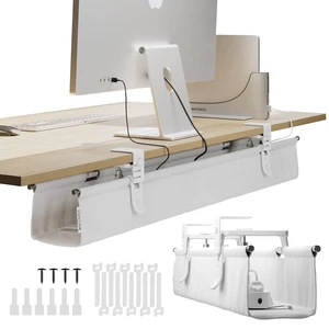 Original Under Desk Cable Management Tray, White, 40.6" No Drill, Premium Fabric, Clamp/Screw Mount Cord Organizer, Supports Up to 66lbs, Large Original Under Desk Cable Management Tray, White, 40.6" No Drill, Premium Fabric, Clamp/Screw Mount Cord Organizer, Supports Up to 66lbs, Large