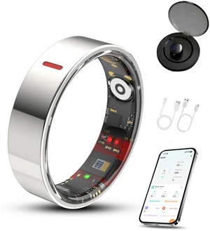 smart ring with Charge Case Smart Ring Health Tracker for Men Women, Sleep Stress Exercise Health Monitoring, IP68 Waterproof, Long Battery Life, No Subscription, iOS Android Compatible, Silver, 8# smart ring with Charge Case Smart Ring Health Tracker for Men Women, Sleep Stress Exercise Health Monitoring, IP68 Waterproof, Long Battery Life, No Subscription, iOS Android Compatible, Silver, 8#