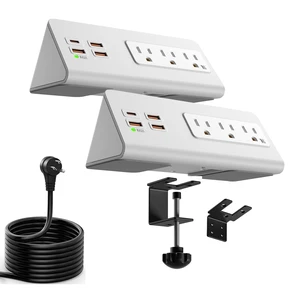 Upgraded Version Edge Mount Power Strip with USB-C Ports Tabletop Surge Protector Desk Clamp Power Sockets with 3 AC Outlets &4 Fast Charging USB Ports for Home Office Hotel Dormitory (White- 2pack) Upgraded Version Edge Mount Power Strip with USB-C Ports Tabletop Surge Protector Desk Clamp Power Sockets with 3 AC Outlets &4 Fast Charging USB Ports for Home Office Hotel Dormitory (White- 2pack)
