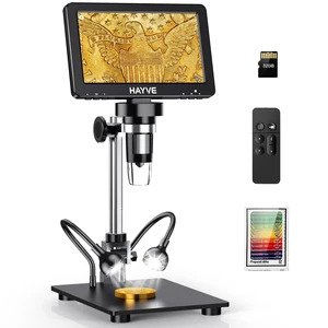 7'' HDMI Digital Microscope 1200X Coin Microscope View Entire Coin 16MP, 8.5'' Long Stand Compatible with PC/TV, 32GB Card 7'' HDMI Digital Microscope 1200X Coin Microscope View Entire Coin 16MP, 8.5'' Long Stand Compatible with PC/TV, 32GB Card