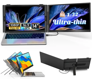 14" Laptop Screen Extender Ultra-Thin, Lightweight Portable Dual Laptop Monitor Extender with Speaker, FHD 1080P Travel Display, Plug & Play, HDMI/USB-A/Type-C for Laptops, Works with Win/Mac/Android 14" Laptop Screen Extender Ultra-Thin, Lightweight Portable Dual Laptop Monitor Extender with Speaker, FHD 1080P Travel Display, Plug & Play, HDMI/USB-A/Type-C for Laptops, Works with Win/Mac/Android