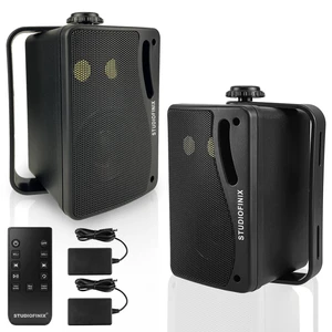 3.5 Inch Indoor Outdoor Wall Mounted Bluetooth Speakers, 200W Peak(100W Each) 3-Way Waterproof, Wireless Multi-Speaker Sync, IR Remote, for Patio,Garage,Home (301BLE, Black, 2 Pack) 3.5 Inch Indoor Outdoor Wall Mounted Bluetooth Speakers, 200W Peak(100W Each) 3-Way Waterproof, Wireless Multi-Speaker Sync, IR Remote, for Patio,Garage,Home (301BLE, Black, 2 Pack)