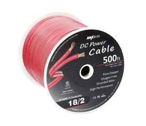 500 ft. 18 Gauge Stranded Flexible Dual Conductor Bonded Zip Cord Wire, Oxygen Free Pure Copper - UL Listed Class 2 500 ft. 18 Gauge Stranded Flexible Dual Conductor Bonded Zip Cord Wire, Oxygen Free Pure Copper - UL Listed Class 2
